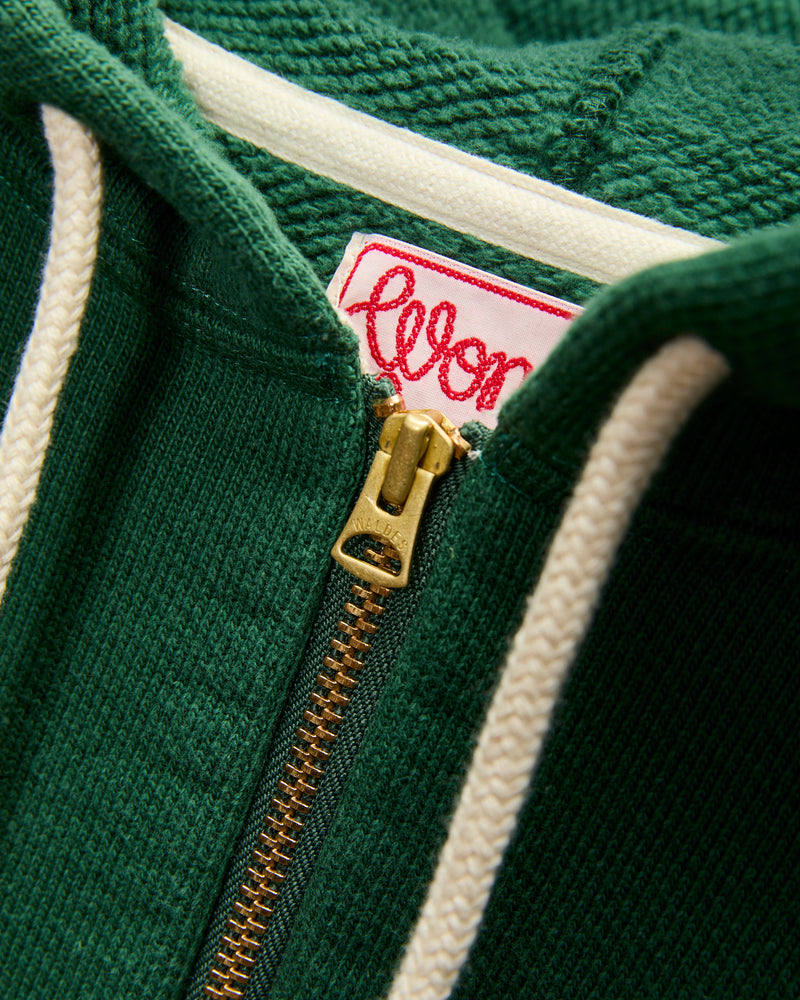 Double Heavyweight French Terry 25.8oz Zip Hoodie in Racing Green