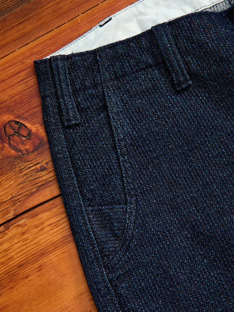 Jacquard Stitch Sashiko Shorts in Indigo