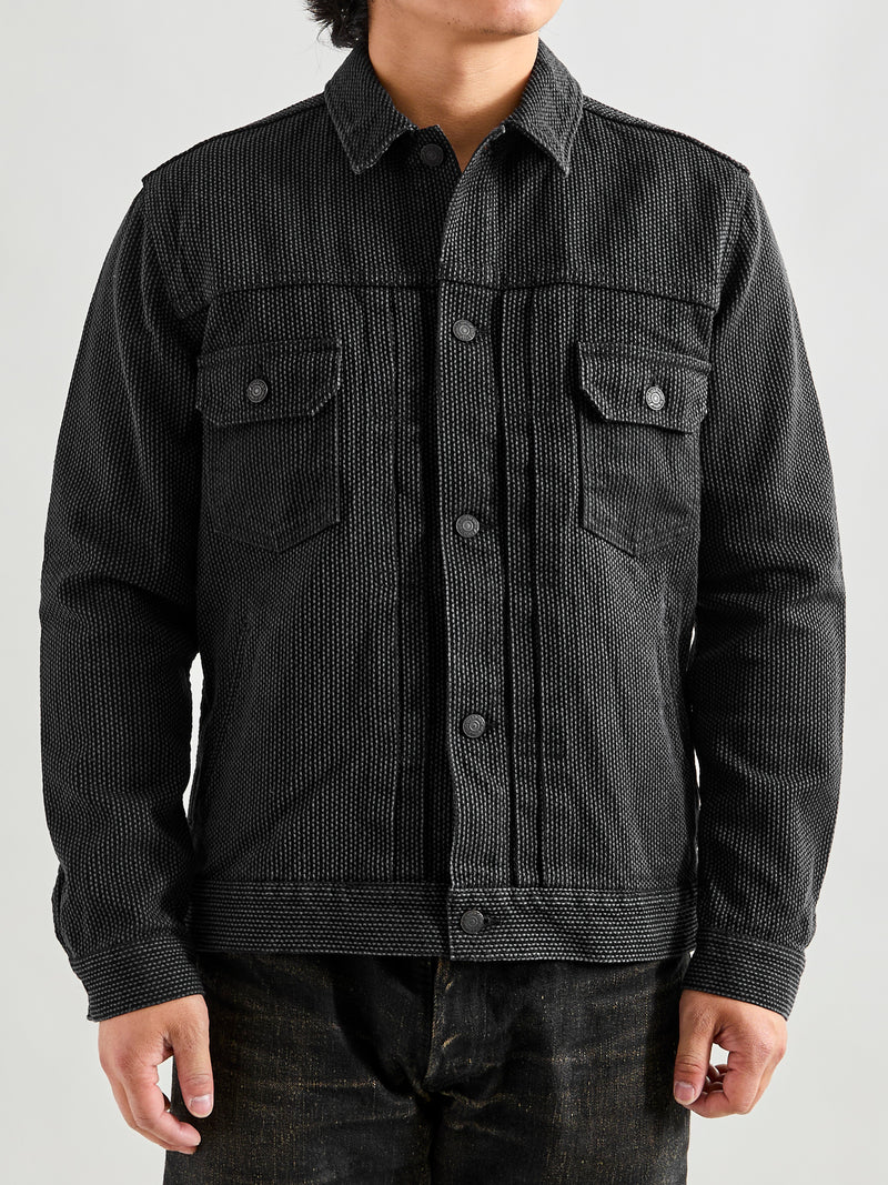 Sashiko Type-2 Jacket in Grey Black