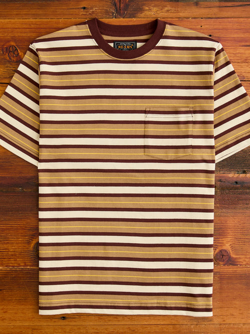 Multistripe Pocket T-Shirt in Light Brown