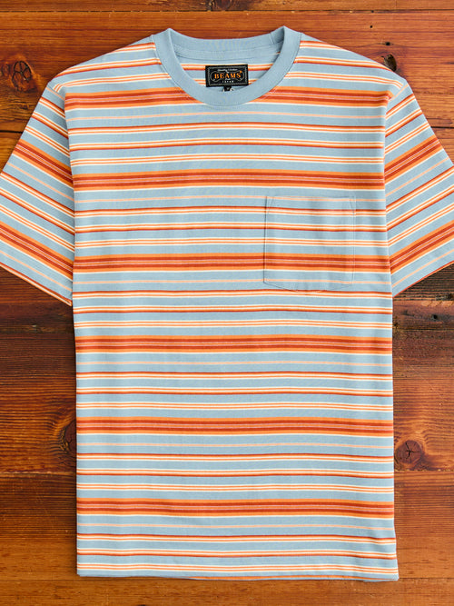Multistripe Pocket T-Shirt in Sax