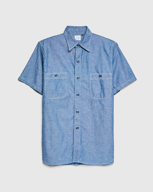 Vintage Fit SS Chambray Work Shirt in Indigo