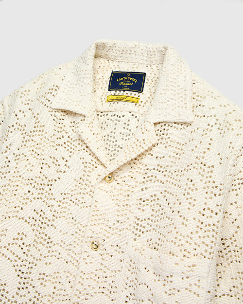 Abstract Croché Shirt in Bone