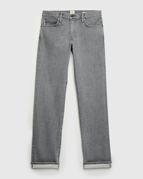 "Granite" 10.5oz Washed Grey Stretch Selvedge Denim - Hammer Straight