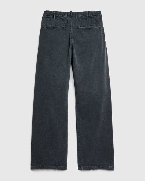 Cotton Twill Easy Pants in Washed Black
