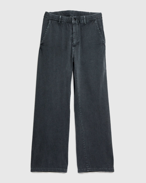 Cotton Twill Easy Pants in Washed Black