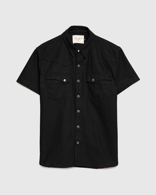 Calico SS Western Shirt in Black Oxford