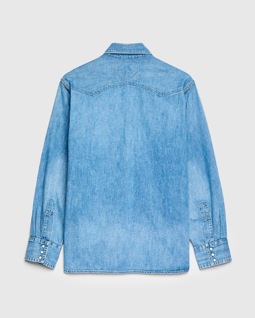 8.5oz Sawtooth Denim Western Shirt in Used Indigo