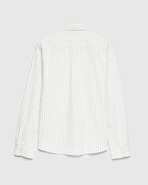 Seersucker Dirleton Shirt in Blue White Stripe