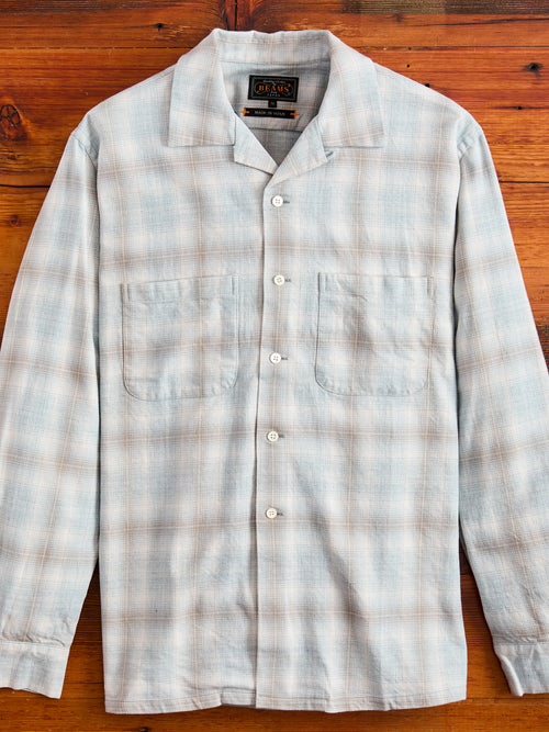 Open Collar Indigo Ombre Button-Down Shirt in Grey