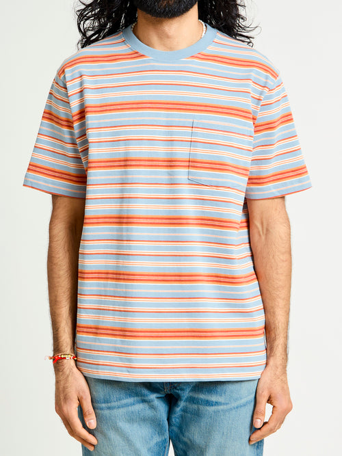 Multistripe Pocket T-Shirt in Sax