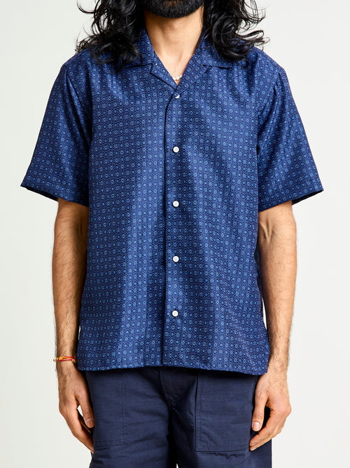 Dobby Camp Shirt in Indigo