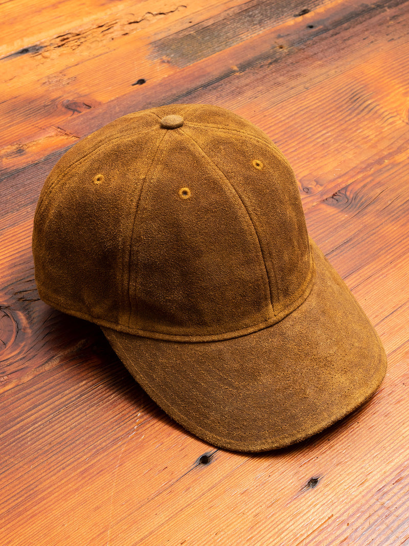 Suede Baseball Cap in Brown