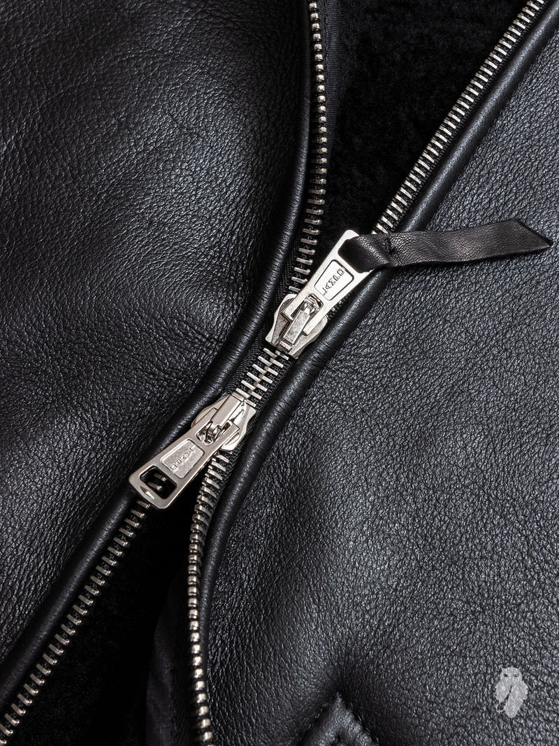 Shearling Flight Jacket in Black