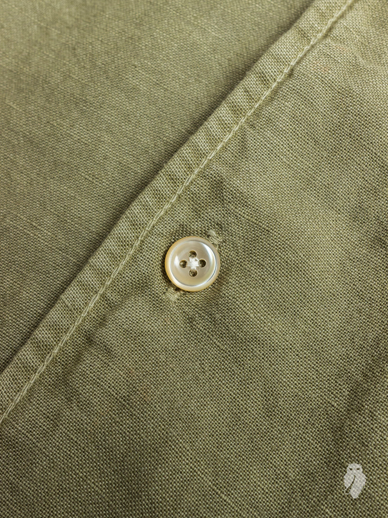 1950s Button Down Shirt in Olive Linen
