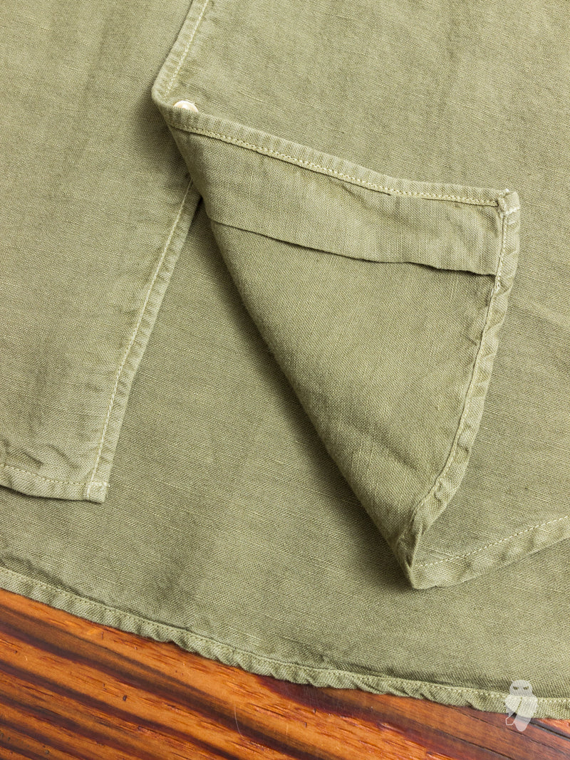1950s Button Down Shirt in Olive Linen