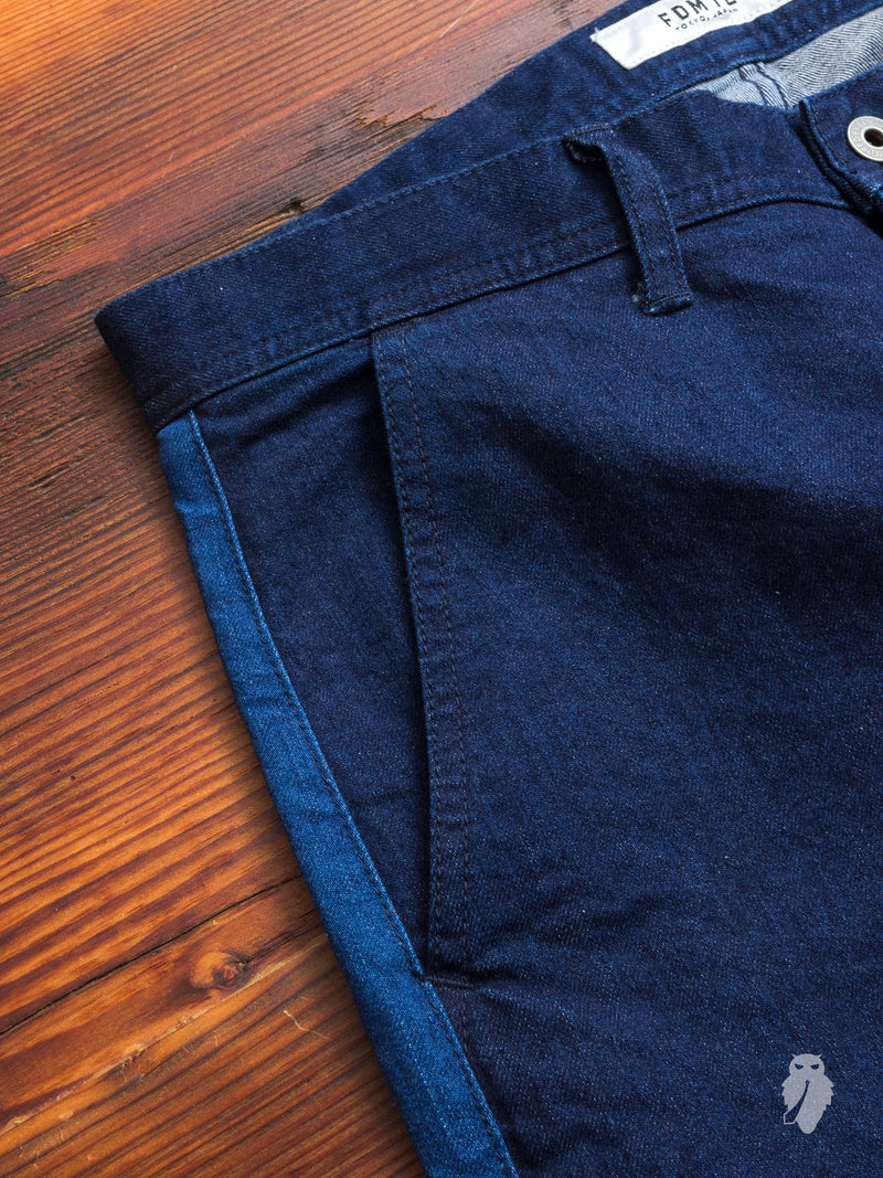 Denim Patchwork Pants in Indigo
