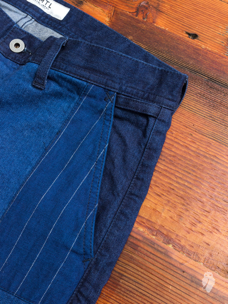 Denim Patchwork Pants in Indigo