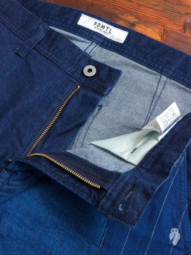 Denim Patchwork Pants in Indigo