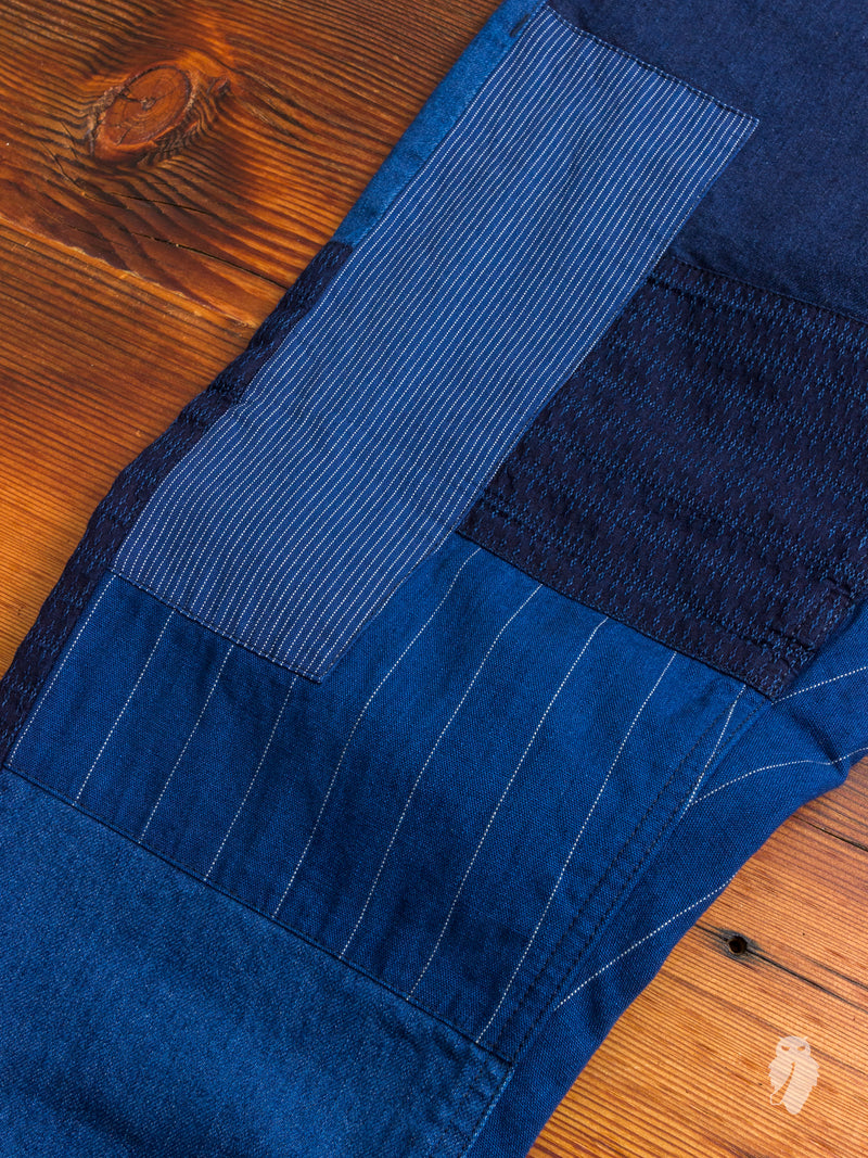 Denim Patchwork Pants in Indigo