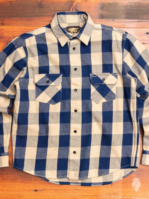 Norris Selvedge Flannel in Indigo/Beige