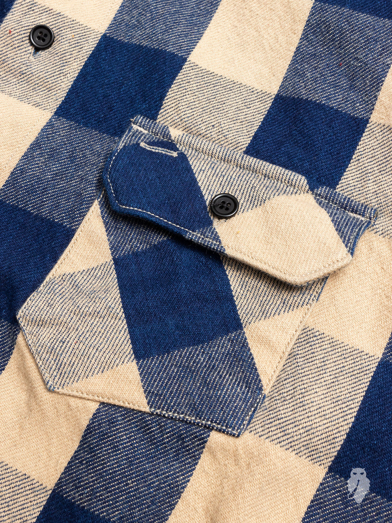 Norris Selvedge Flannel in Indigo/Beige