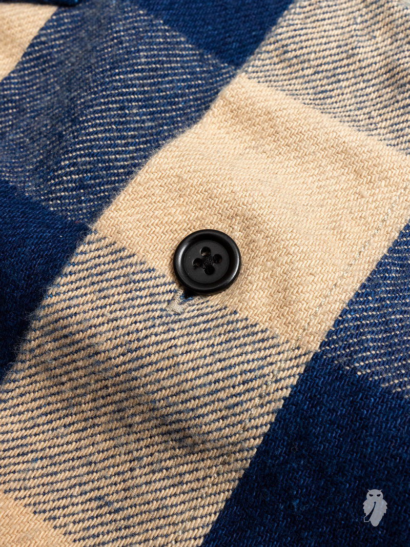 Norris Selvedge Flannel in Indigo/Beige