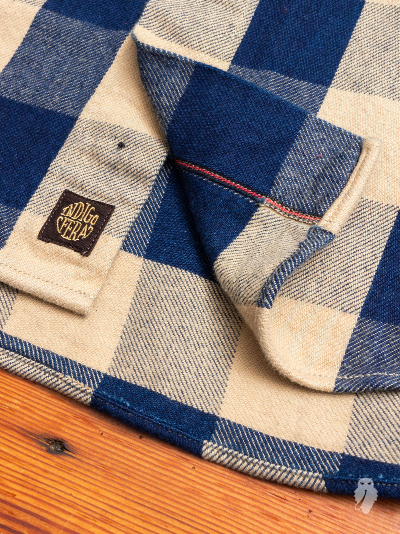 Norris Selvedge Flannel in Indigo/Beige