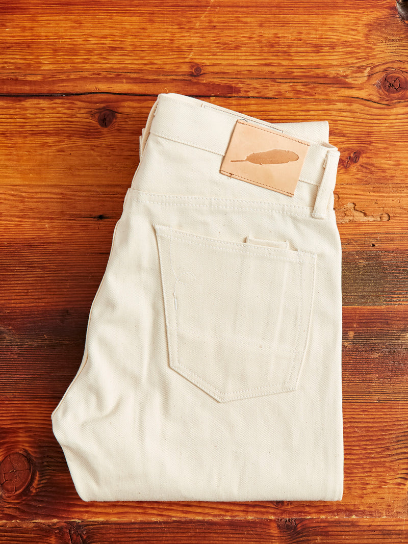 14oz Ecru Selvedge Denim in Silveridge