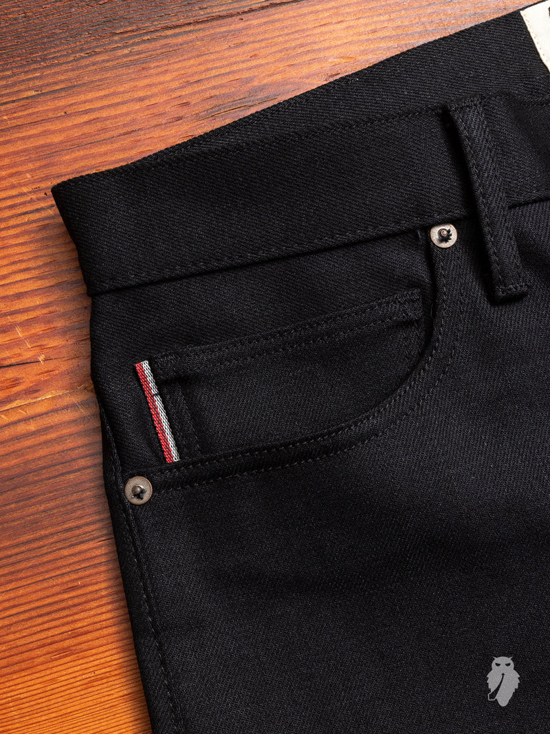 14oz Black Stretch Selvedge Denim - Pen Slim