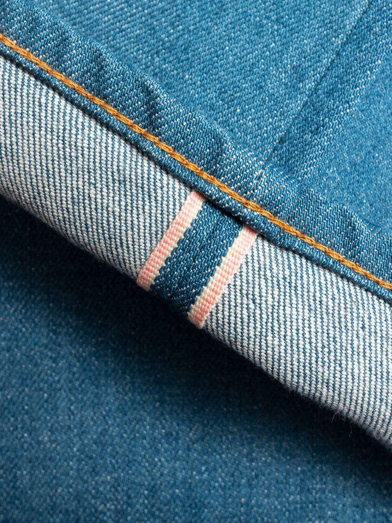 "Halen" 14oz Washed Indigo Stretch Selvedge Denim - Pen Slim