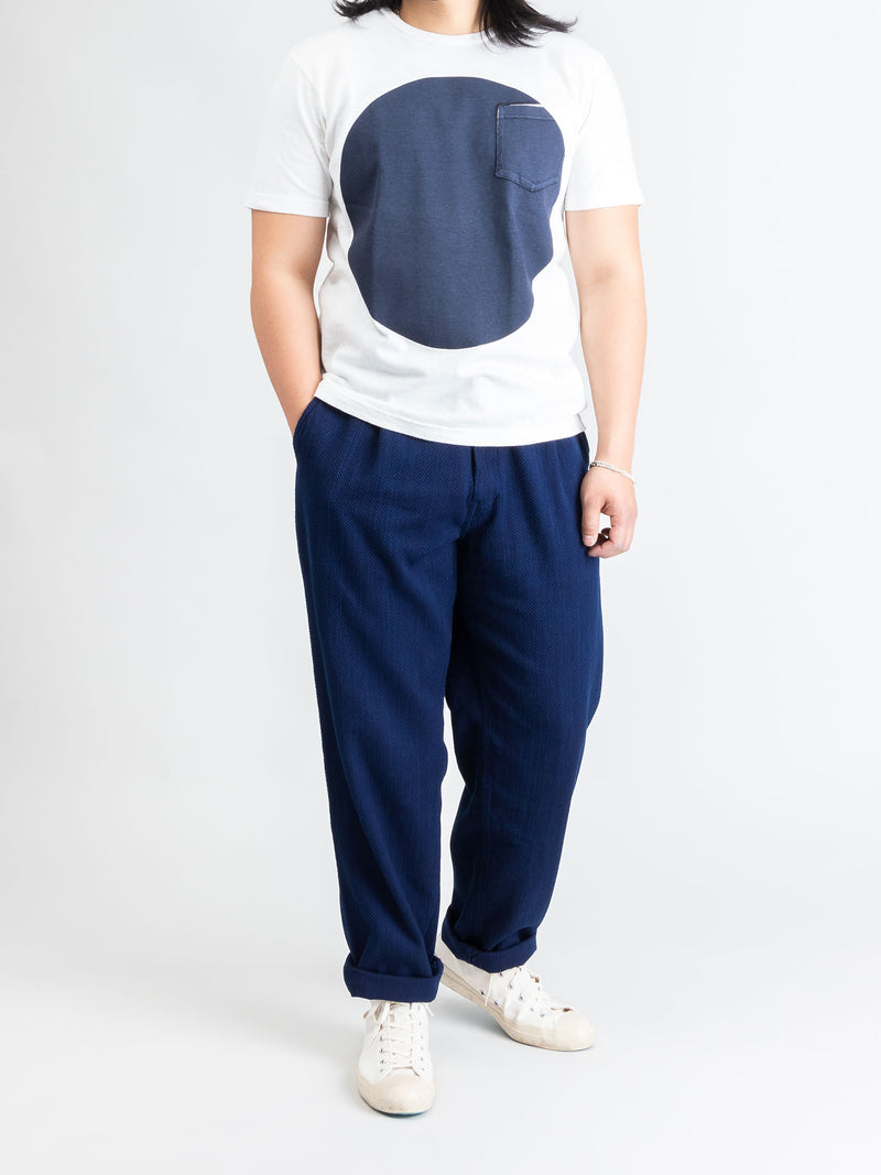 Yarn Dyed Sashiko Work Trouser in Indigo