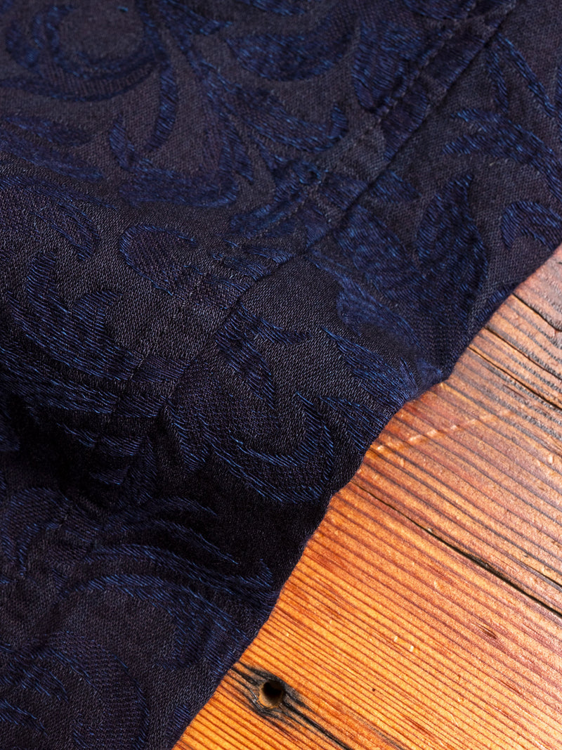 Yarn Dyed Plant Jacquard Trouser in Indigo