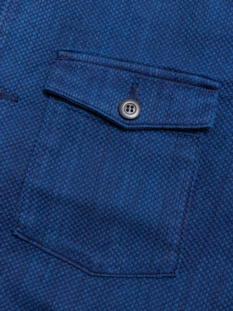 Yarn Dyed Sashiko Overshirt in Indigo