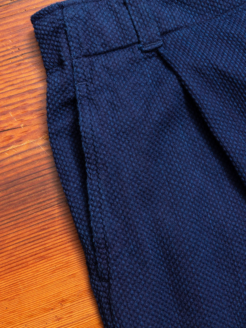 Yarn Dyed Sashiko Work Trouser in Indigo