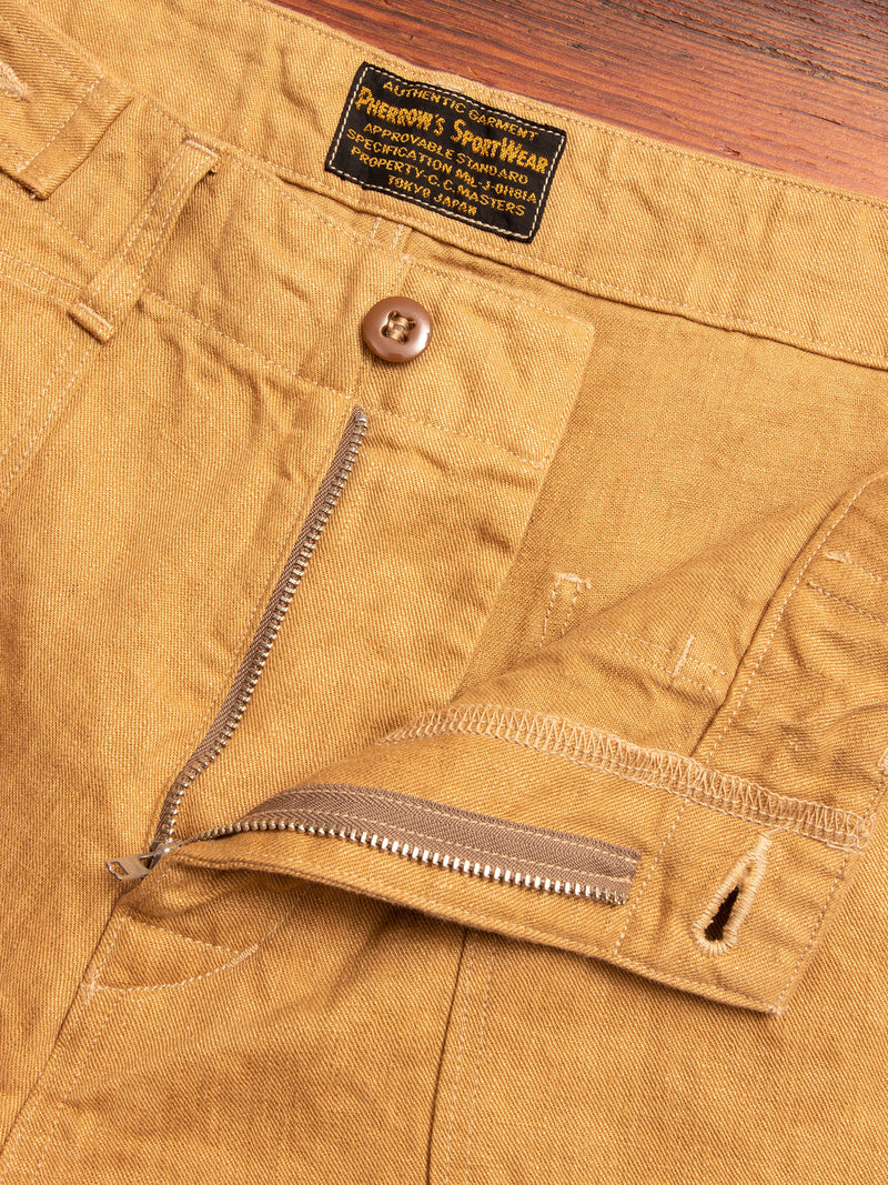 Linen Denim Shorts in Mustard