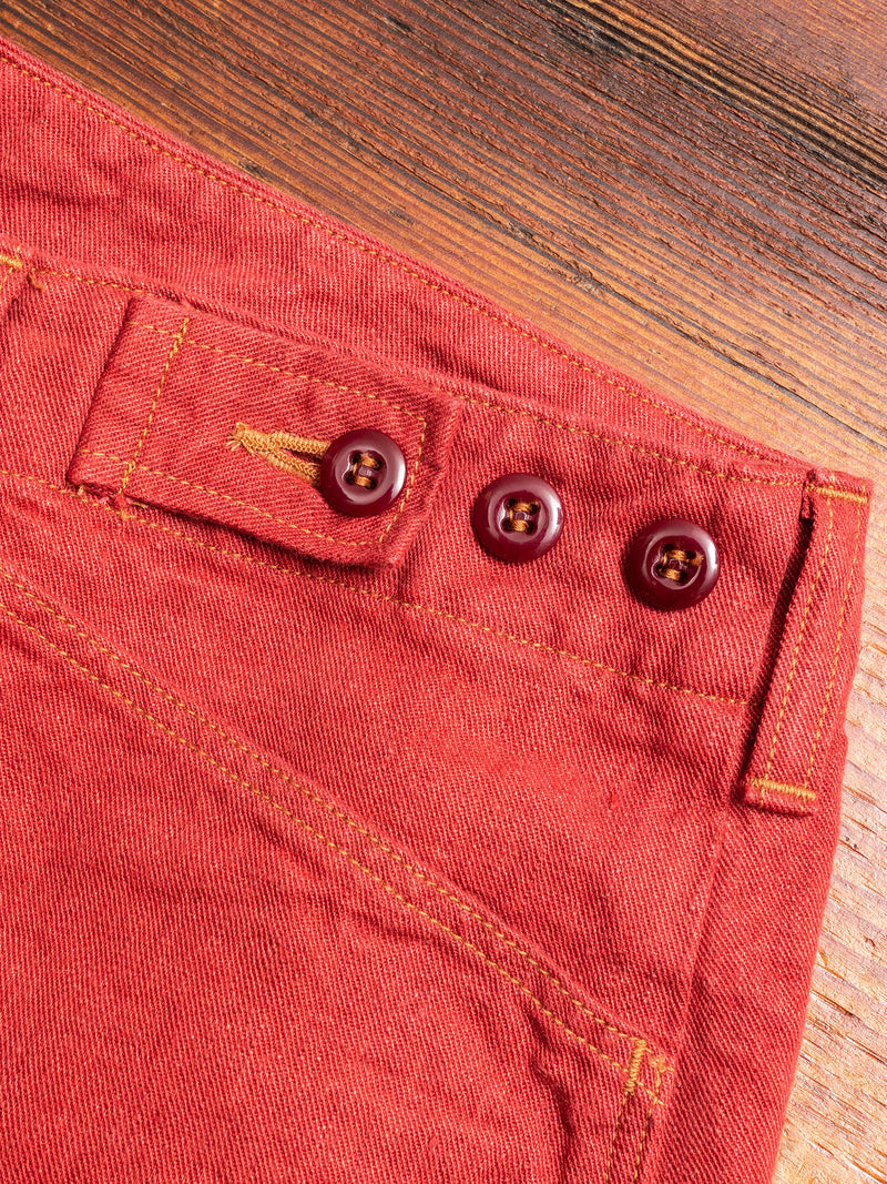 Linen Denim Shorts in Red