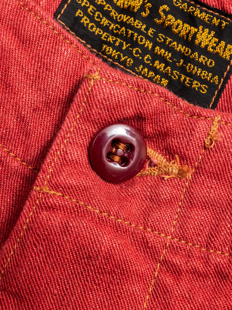 Linen Denim Shorts in Red