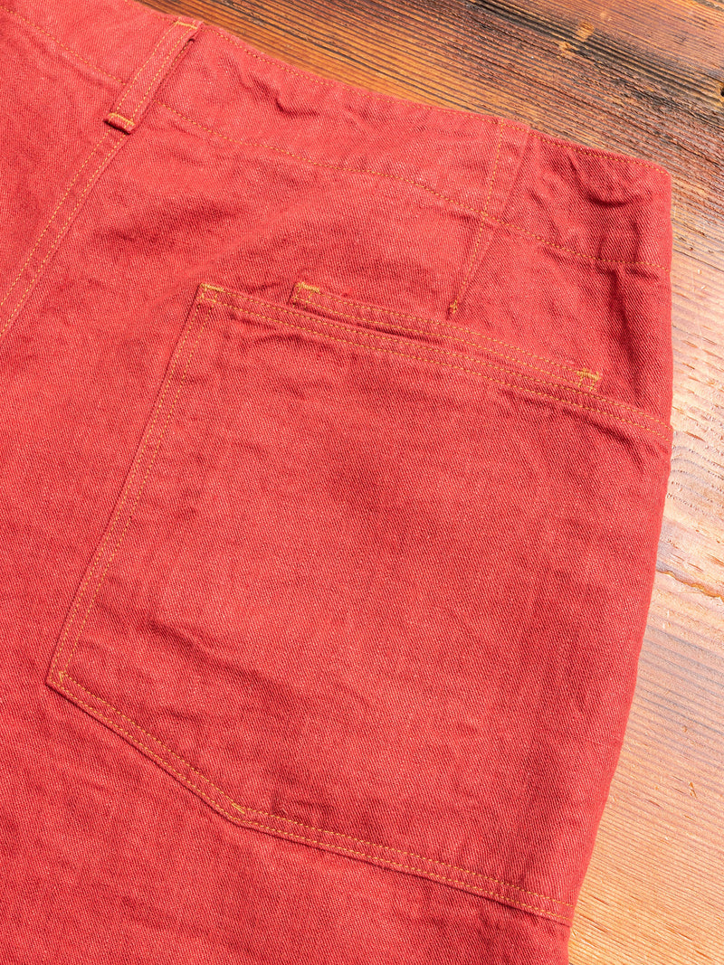 Linen Denim Shorts in Red