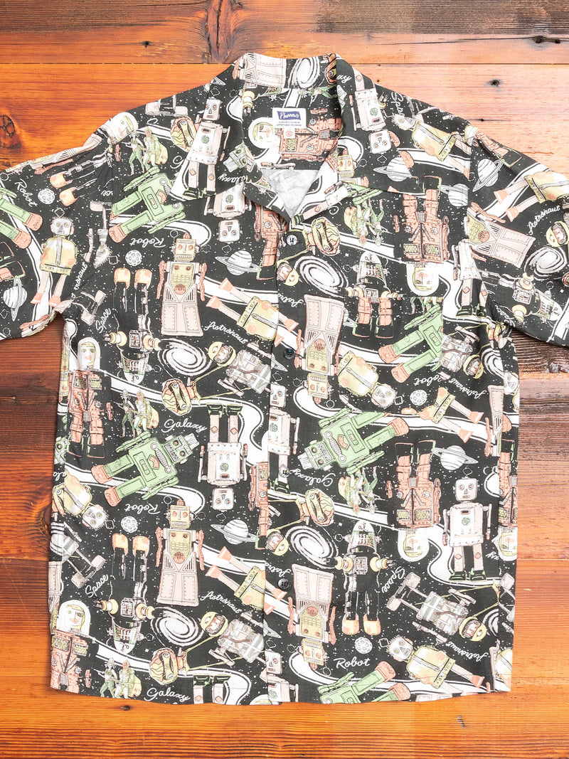 Tin Robots Hawaiian Shirt in Black