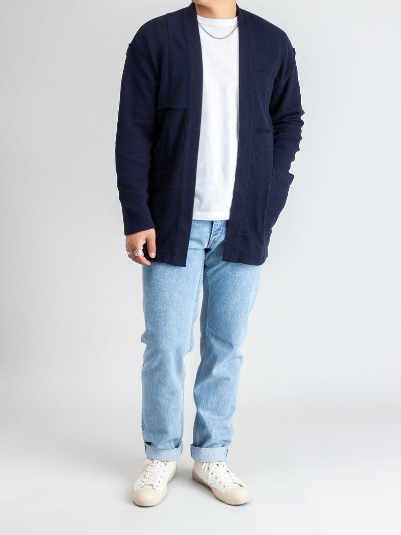 Waffle Cutover Haori Jacket in Navy
