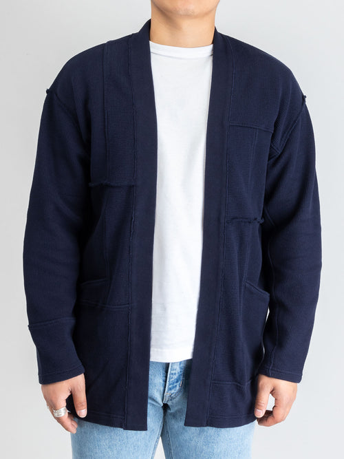 Waffle Cutover Haori Jacket in Navy