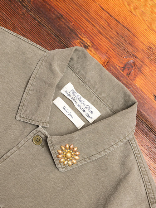 Military Flower Stud Shirt in Khaki