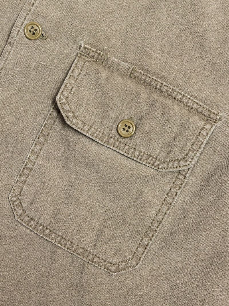 Military Flower Stud Shirt in Khaki