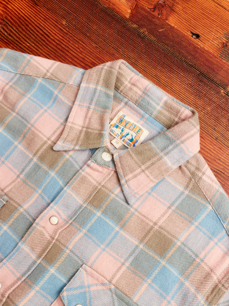 Washed Flannel Pearl Snap Shirt in Trout River