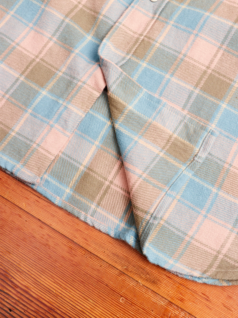 Washed Flannel Pearl Snap Shirt in Trout River