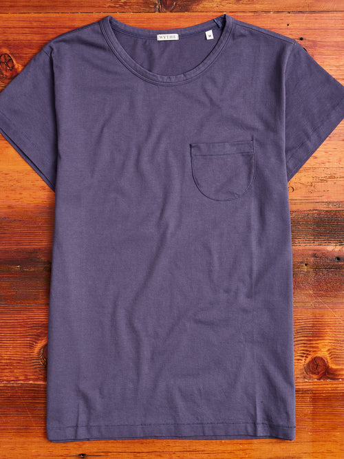 Organic Cotton Tubular Pocket T-Shirt in Faded Navy