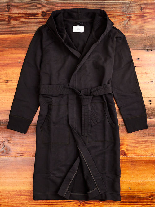 Midweight Terry Hooded Robe in Black