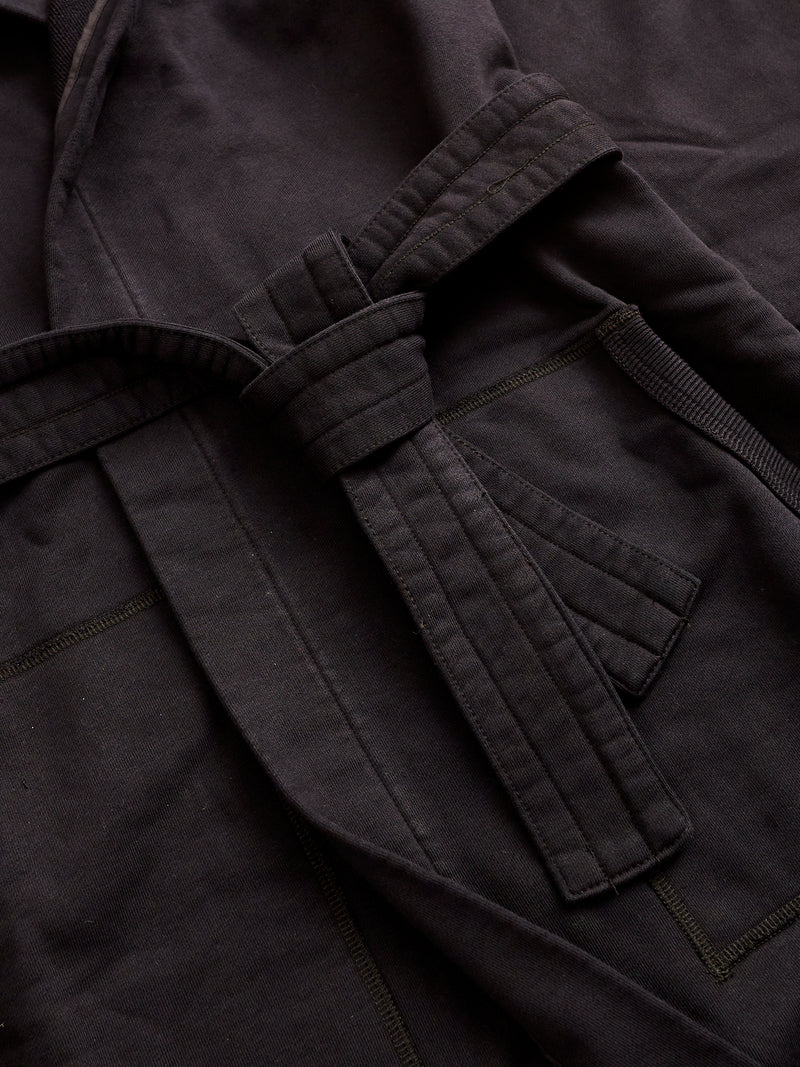Midweight Terry Hooded Robe in Black