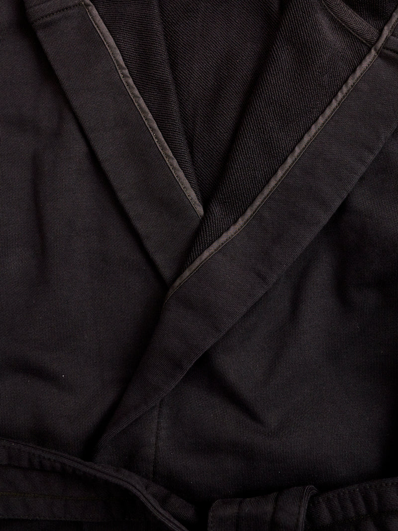 Midweight Terry Hooded Robe in Black